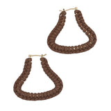 BROWN BRAIDED LEATHER EARRINGS  (PRE-ORDER TAKES 15 DAYS)