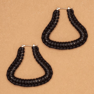 BLACK BRAIDED LEATHER EARRINGS (PRE-ORDER TAKES 15 DAYS)