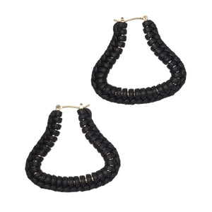 BLACK BRAIDED LEATHER EARRINGS (PRE-ORDER TAKES 15 DAYS)