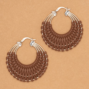 BROWN LEATHER ROPE AND GOLD EARRINGS  (PRE-ORDER TAKES 15 DAYS)