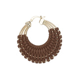 BROWN LEATHER ROPE AND GOLD EARRINGS  (PRE-ORDER TAKES 15 DAYS)
