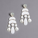 WHITE DISC CHANDELIER EARRINGS