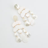 WHITE DISC CHANDELIER EARRINGS