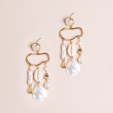 FREEFORM WHITE PEARL CHANDELIER EARRINGS