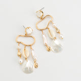 FREEFORM WHITE PEARL CHANDELIER EARRINGS