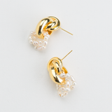 DOUBLE PEARL HOOP DROP EARRINGS