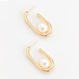 FRESH WATER PEARL  J HOOP EARRINGS