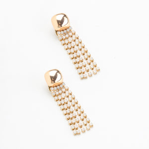 ต่างหูติดขอบ Rhinestone สีขาว