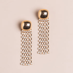 ต่างหูติดขอบ Rhinestone สีขาว