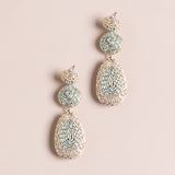 GOLD AND TEAL BEAD DROP EARRINGS