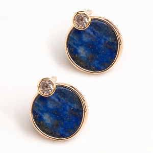 LAPIS LAZULI COIN CRYSTAL EARRINGS