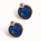 LAPIS LAZULI COIN CRYSTAL EARRINGS