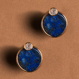 LAPIS LAZULI COIN CRYSTAL EARRINGS