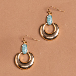 GOLDEN AMAZONITE SHORT DROP EARRINGS