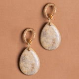 CREAM MARBLED STONE DROP EARRINGS