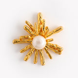 WHITE PEARL STARBURST GOLD EARRINGS