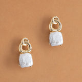 SQUARE WHITE PEARL DROP EARRINGS