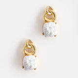 SQUARE WHITE PEARL DROP EARRINGS