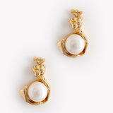 WHITE PEARL GOLD CRADLE EARRINGS