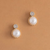 RHINESTONE ROUND PEARL BEAD EARRINGS