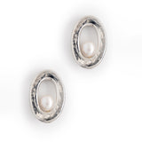 WHITE PEARL RHODIUM SINGLE STRAND EARRING