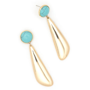 SLEEK GOLD TURQUOISE EARRIGNS