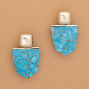 TURQUOISE SHORT GOLD EARRINGS