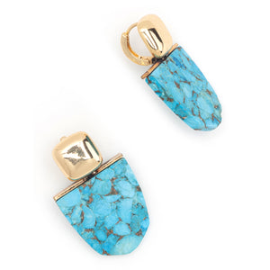 TURQUOISE SHORT GOLD EARRINGS