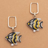 BLACK GOLD FISH DROP EARRINGS