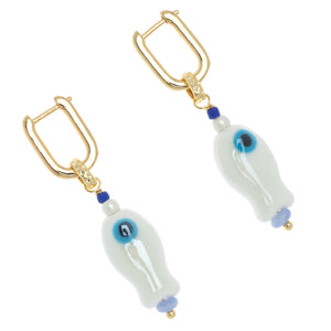WHITE FISH DROP EARRINGS