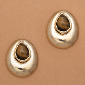 TIGER EYE GOLD STUD EARRINGS
