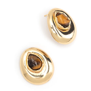 TIGER EYE GOLD STUD EARRINGS