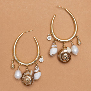 SHELL CHARM HOOP EARRINGS