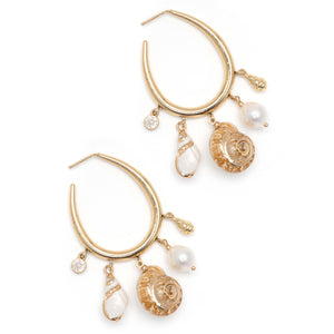 SHELL CHARM HOOP EARRINGS