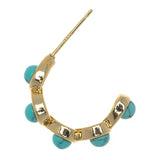 TURQUOISE GOLD HALF HOOP EARRINGS