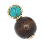 BROWN TURQUOISE DOUBLE BALL EARRINGS