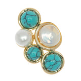 TURQUOISE WHITE PEARL STATEMENT EARRINGS