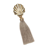 GOLD CONCHA BEIGE TASSEL EARRINGS (PRE-ORDER TAKES 15 DAYS)