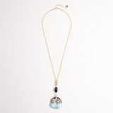 BLUE MIX STONE PENDANT LONG NECKLACE