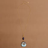 BLUE MIX STONE PENDANT LONG NECKLACE