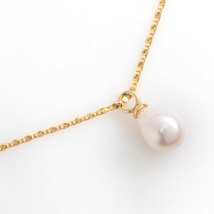 WHITE PEARL BEAD GOLD CHAIN NECKLACE