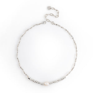 WHITE PEARL RHODIUM NECKLACE