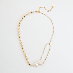 GOLD CHAIN PEARL LINK NECKLACE