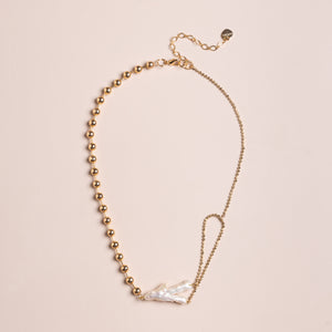 GOLD CHAIN PEARL LINK NECKLACE