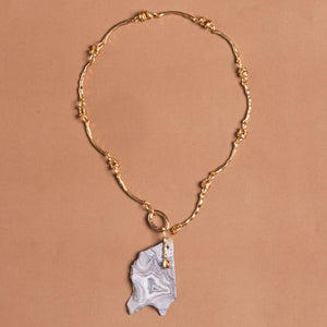 FREEFORM GREY STONE PENDANT NECKLACE