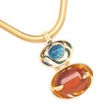 RUTILATED AGATE AND BLUE STONE PENDANT NECKLACE