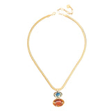 RUTILATED AGATE AND BLUE STONE PENDANT NECKLACE