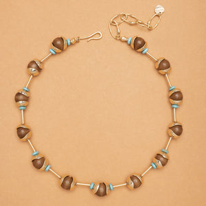 BROWN BALL TURQUOISE NECKLACE