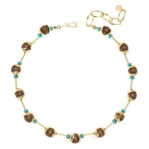 BROWN BALL TURQUOISE NECKLACE
