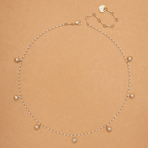 WHITE PEARL GOLD CHARM NECKLACE